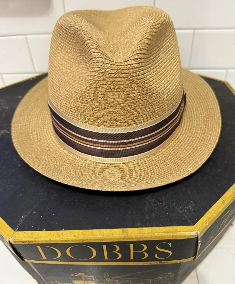 NEVER WORN Vtg Hand Woven Orig BOX DOBB’s Panama Hat Sz 7 3/8 The Rogue 1930s - Image 3 of 4