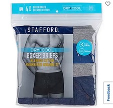 4 Pack of Stafford Dry  Cool Boxer Briefs Blended Cotton Men  s Size Small White