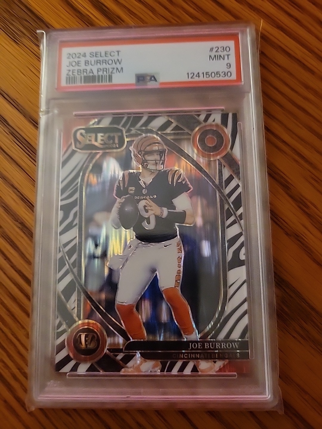 2024 Panini Select Joe Burrow Zebra Prizm SP PSA 9 Mint #230 Bengals Football