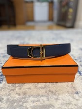 Hermes Neo Etrier Belt Buckle  Reversible Leather Strap 38mm / Size: 90cm