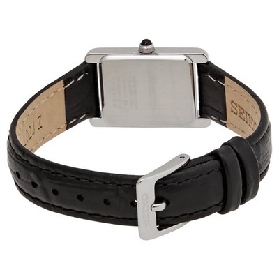 Seiko Quartz White Dial Black Leather Ladies Watch SWR053