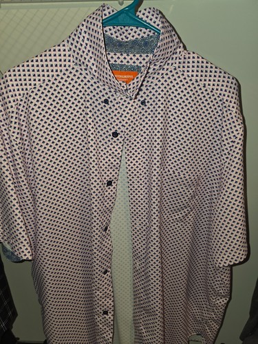 JOHNSTON & MURPHY PATTERN BUTTON UP / DOWN, SIZE X-LARGE, EXTRA LARGE, LIKE NEW! - Picture 2 of 8