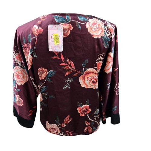 Chelsea & Violet February Floral Full Zip Cropped Kimono Sleeve Jacket Womens XS - Picture 8 of 14