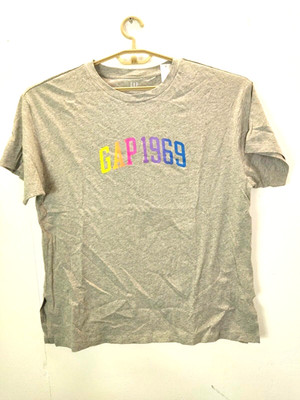 GAP Damen T-Shirt Grau Bedruckt Rundhals Kurzarm Größe Medium Kostenloser Versand
