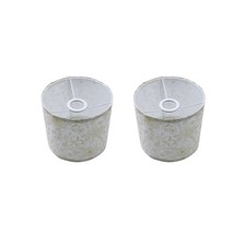 Set of 2 Flower Pattern Lamp Shades White Golden