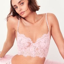 For Love  Lemons Faye Lace Bustier XS Pink Strappy Back Underwire Corset Bra