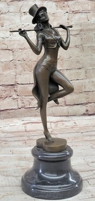 Art Deco Elegante Bronze Statue Vintage Jazz Broadway Drama Theater Tänzer Figur