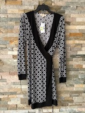 Michael Kors Dress Womens Large  Black Wrap Shift Work Geo Casual Print Date NWT