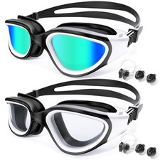 2 Pack Swim Goggles, Tenfold Long-Lasting Anti Fog Swimming Goggles Adult Men...