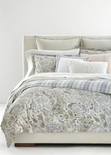 RALPH LAUREN Estella Paisley 3P FULL/ QUEEN DUVET SHAMS SET $385 COTTON SATEEN