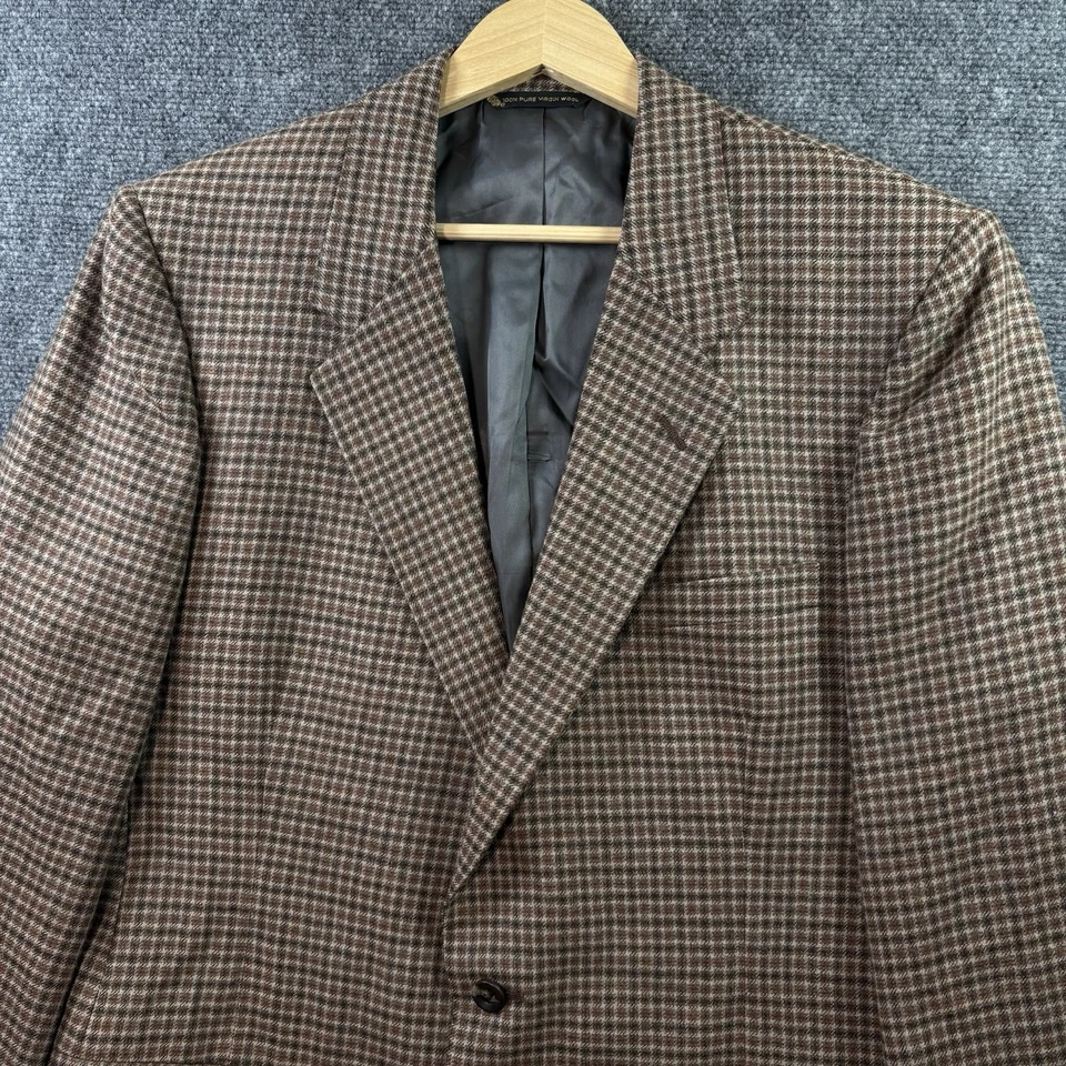 VTG CHRISTIAN DIOR MONSIEUR Wool Blazer 42R Brown Plaid Check Jacket Sport Coat - Image 2 of 4