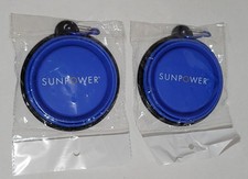 Pet Bowl Collapsible Food Water Dog Cat Lot of 2 Blue w/clip Travel Portable New