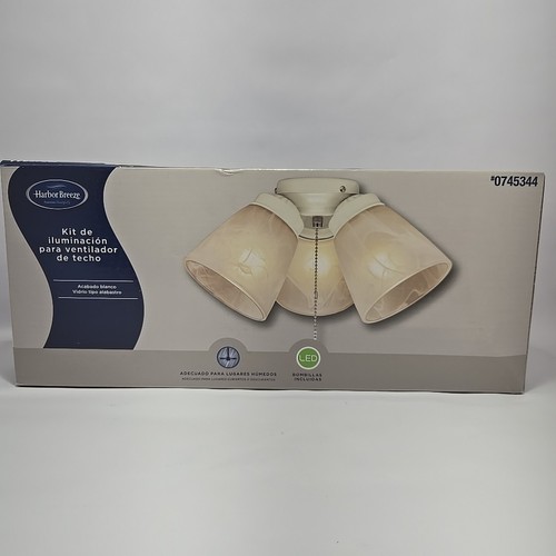 Kit plafoniera ventilatore Harbor Breeze #0745344 finitura bianco vetro alabastro nuovo - Foto 3 di 6