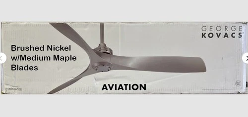 Minka Aire Aviation 60" Indoor Brushed Nickel w/Medium Maple Fan F853-BN/MM - Picture 1 of 3