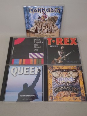 Classic Rock CD Bundle Iron Maiden Pink Floyd Queen T Rex Aerosmith VG Condition