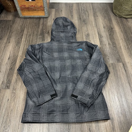 Men’s The North Face HyVent Waterproof Ski Jacket Grey Plaid- Size Medium Hooded - Picture 6 of 8