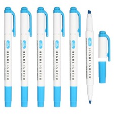 6Pack Broad and Round Tips Highlighter, Bright Blue