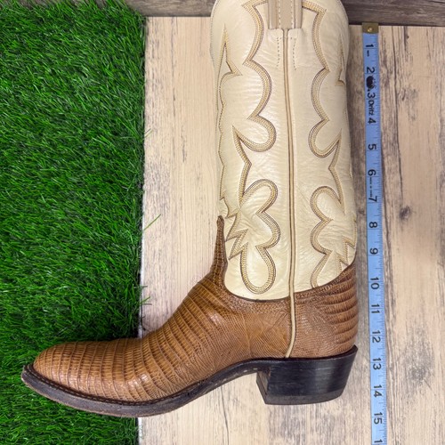 Tony Lama Women - Size 6.5B - Vintage Tan/Cream Lizard Cowboy Boots Style 01453 - Picture 10 of 12