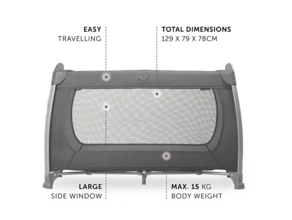 Hauck Sleep & Play Center 4 in 1Travel Cot In Melange Grey - Image 3 of 4