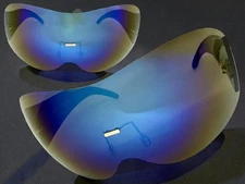 Oversized Exaggerated Modern Retro Shield Raver DJ SUNGLASSES XL Frame Blue Lens