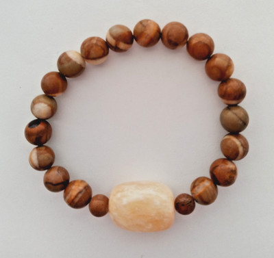 NEW BUY 2 GET 3RD FREE, CHUNKY CALCITE NUGGET & BROWN JASPER STONE BRACELET