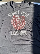 Schott Bros Leather Bear print T Shirt 2XL grey