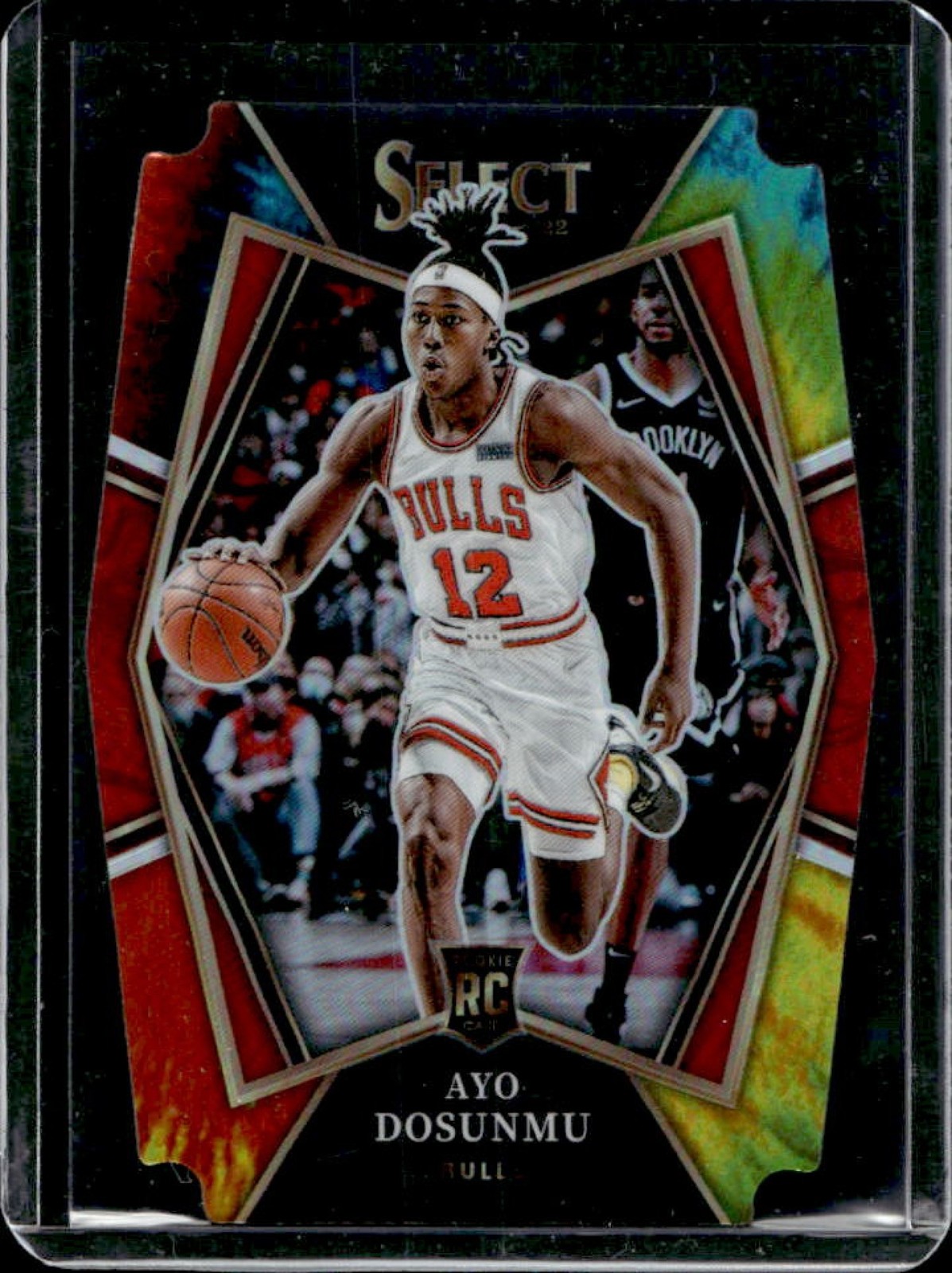 2021-22 Select Ayo Dosunmu Die Cut RC Tie Dye Prizm Premier Level #4/25 Bulls