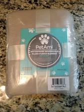 PetAmi Waterproof Reversible Plush Fleece Blanket 29" X 40" Beige