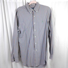 Ralph Lauren Mens Large Blue Plaid Classic Fit Long Sleeve Button Down Shirt