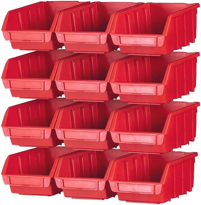 Faithfull FAIPAN12 12 Plastic Storage Bin Set with 4 Wall Mounting Rails (16 Pie