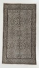 4x7 Ft Mid-Century Floral Design Rug Over-Dyed in Gray, Hand-Knotted in Turkey