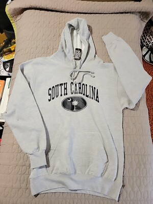 Capreum sz M men Drawstring Hoodie, light gray w lettering SC. NWOT