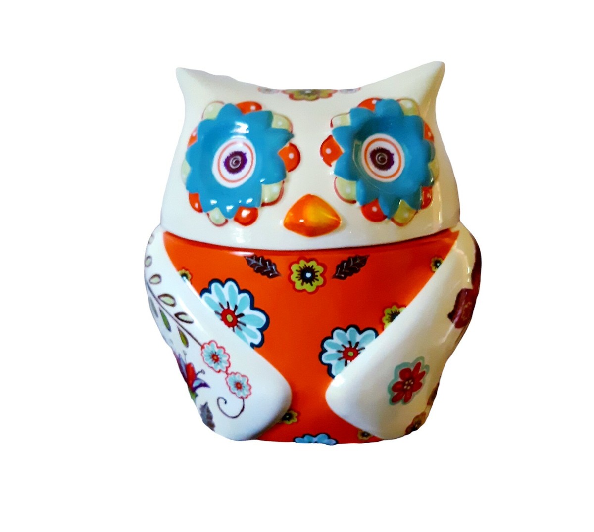 Cracker Barrel Floral Stitch Work Owl Cookie Jar