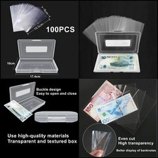 100 Pieces Dollar Bill Holder w/Clear Storage Case