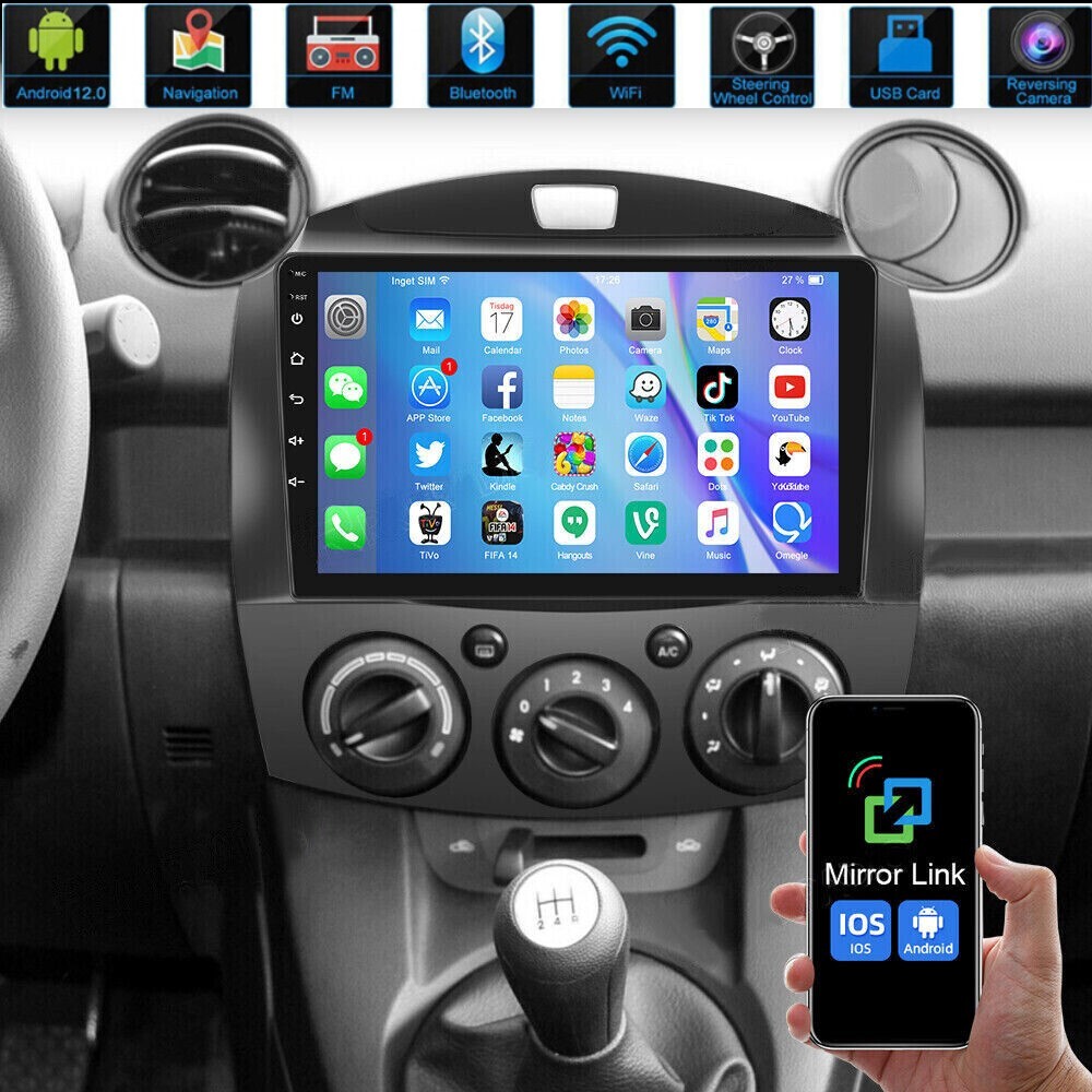 2007-2014 Mazda 2 Android 12 Car Stereo with Apple Carplay & GPS Navigation  