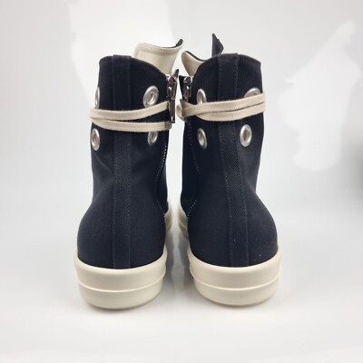 Rick Owens DRKSHDW Ramones High Top Black Canvas Sneakers New Size 43