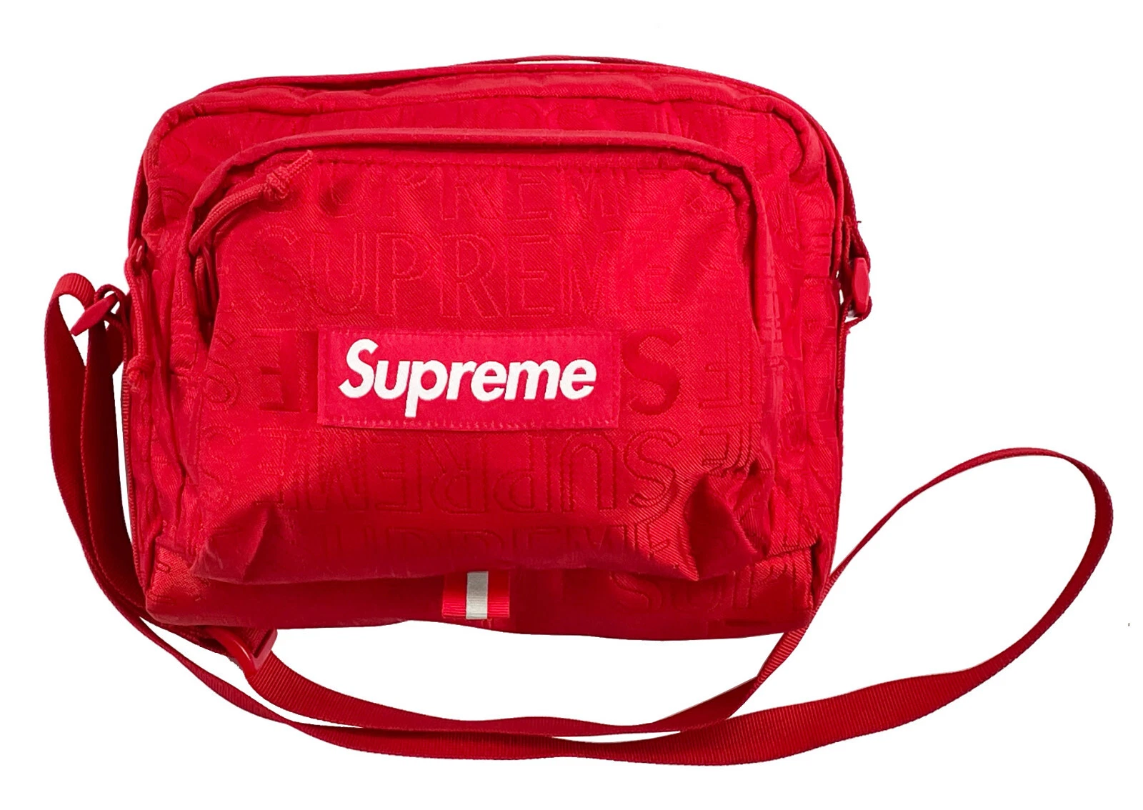 SUPREME Sac à Bandoulière Rouge Nylon Zip Top Sangle Réglable 8,5 x 8”