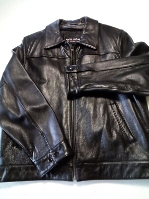 Men L Wilson Leather Jacket Thinsulate Black Heavy Duty | eBay