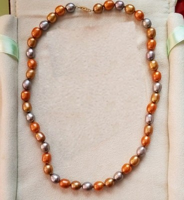 Ross Simons 14k Gelbgold Bronze-Silber-Gold Perle Einzelstrang Halskette