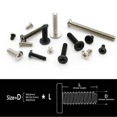 UNBRANDED//GENERIC 25/100X M2M2.5M3M4 Laptop Phone Small Phillips Ultra Thin Wafer Flat Head Screw