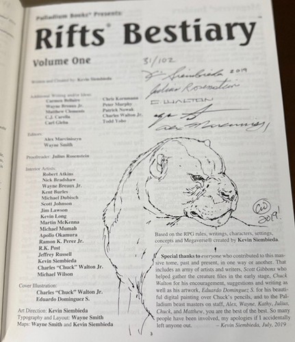 Rifts Red Hardcover Edition Bestiary Vol One RPG Palladium - 31/102, 6 signature - Picture 4 of 5