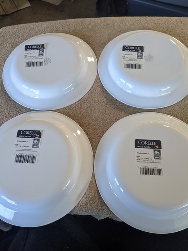 CORELLE WATERCOLORS FLAT RIMMED SOUP BOWL NEW x 4 WITH LABELS FREE USA SHIP - Picture 3 of 4