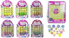 Set of 6 Squinkies Bubble Packs S 1 to S6 with Tote & Go Carry Box -96 Squinkies