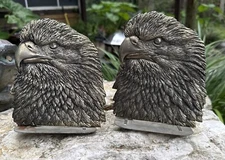 Vintage Pair Of Metzke American Made Detailed Brass Eagle Head Bookends