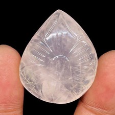81.00 Cts Natural Rose Quartz 35x29mm Pear Carved Loose Untreated Gemstone