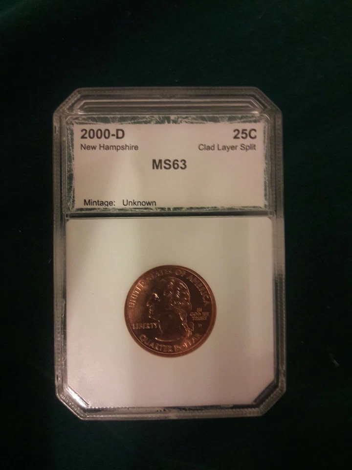 ERROR New Hampshire NH Quarter 25 Cent Missing Clad Layer High Grade RED BEAUTY! - Image 2 of 4
