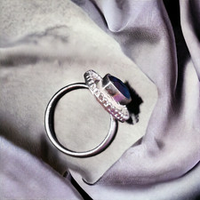 925 Silver Natural London Blue Topaz Eternity Party Wear Ring Size 5