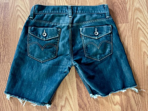 Upcycled LEVI’S Slim Straight Wearable Art DESERT Hand-Painted SHORTS Size W31 - Picture 2 of 7