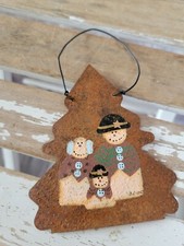 Snowman family tree metal country ornament Xmas holiday tree
