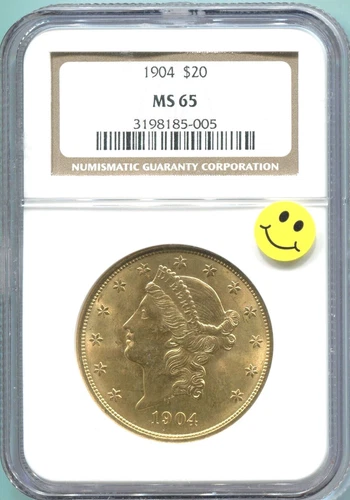 1904 $20 LIBERTY DOUBLE EAGLE NGC MS65 GOLD COIN MS-65 SCARCE GEM Older Holder !